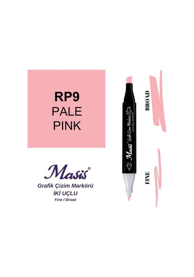 Çift Uçlu Marker Grafik Çizim Kalemi 9 Açık Pembe