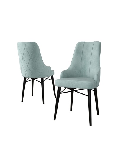 Canisa Neta Serisi 1.sınıf Babyface Kumaş Sandalye Siyah Gürgen Ayak 2 Adet Su Yeşili Sandalye Sandalye Su Yeşili Ayakları Siyah