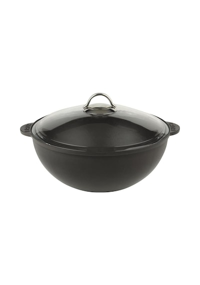 Lava Döküm Yuvarlak Kazan Cam Kapaklı / Tencere. Çap 28 CM.