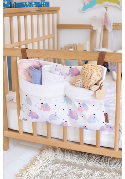 Pratik Askılı Organizer Bebek Arabası Beşik Kenar Fluffy Organizer Elephant