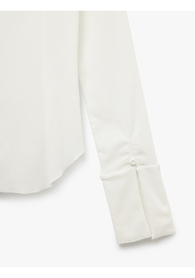 Koton Uzun Kollu Düğmeli Slim Fit Gömlek Yaka Tişört Ekru 5sal10407ık Ekru