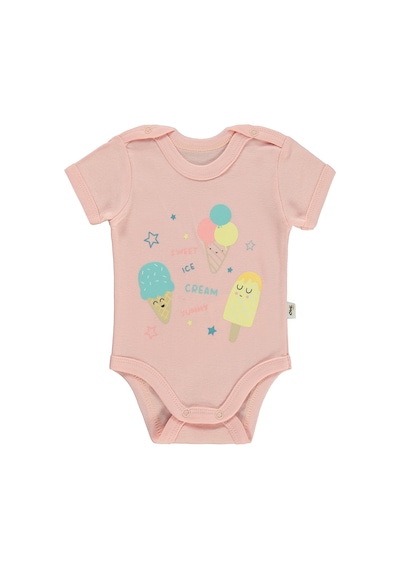 Civil Baby Dondurma Baskılı 1-36 Ay Çıtçıtlı Badi - Pembe Soft Pembe