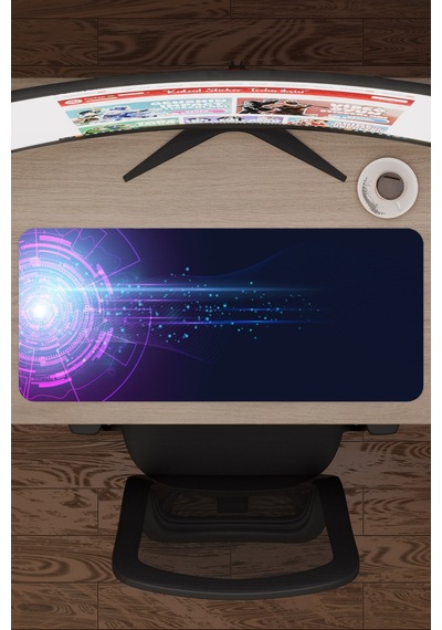 Fütüristik Kaymaz Dikişli Kauçuk Oyuncu Mousepad V1 - 70x30 Xl Gaming Mouse Pad Fare Altlığı