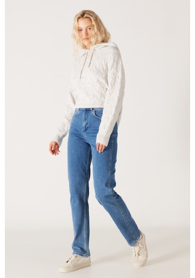 Wrangler Yüksek Bel Dar Paça Esnek Mavi Kadın Mom Jean Denim Kot Pantolon W27M68231 Mavi