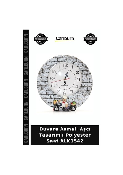 Özel Üretim Mutfak Dekoratif Duvar Saati Hediye Duvara Asmalı Aşcı Tasarımlı Polyester Saat Alk1542 Çok Renkli