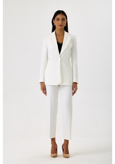 Velnara Moda Kırık Beyaz Klasik Kadın Takım Elbise -tek Düğme Ceket & Dar Paça Pantolon Beyaz - 918605984 Beyaz Velnara Moda Kırık Beyaz Klasik Kadın Takım Elbise -tek Düğme Ceket & Dar Paça Pantolon Beyaz - 918605984 Beyaz