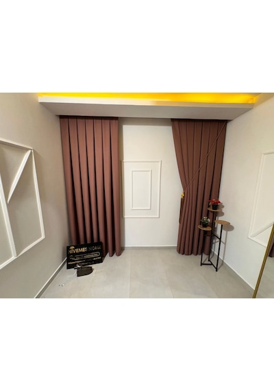 Nivemeshome Roma 18542-d Keten 1/3 Sık Pileli Gülkurusu Fon Perde Apm Gülkurusu