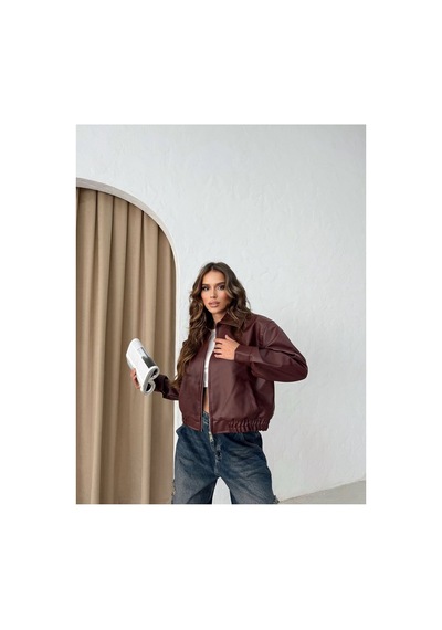 Meecy Bomber Deri Ceket - Bordo Bordo