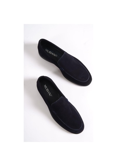 Mubiano Hakiki Deri 22103t-lcv Lacivert Nubuk Erkek Loafer Lacivert