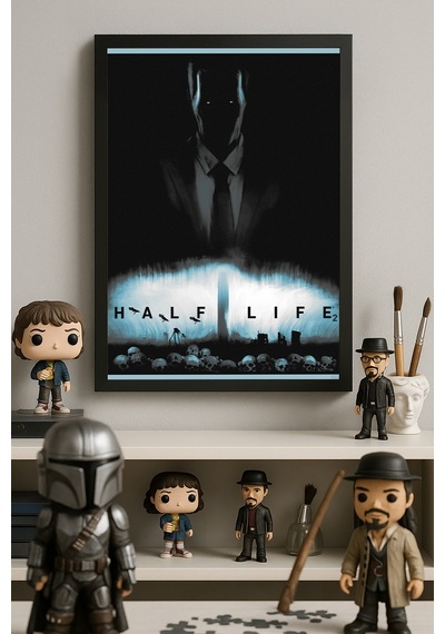 Half Life Siyah Ahşap Çerçeveli Poster, Dekoratif Oyun Duvar Tablosu