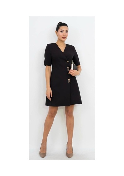 Dorne Moda Premium Gold Düğme Detaylı Mini Elbise - Düğün - Mezuniyet - Ofis Şıklığı Siyah Siyah Dorne Moda Premium Gold Düğme Detaylı Mini Elbise - Düğün - Mezuniyet - Ofis Şıklığı Siyah Siyah