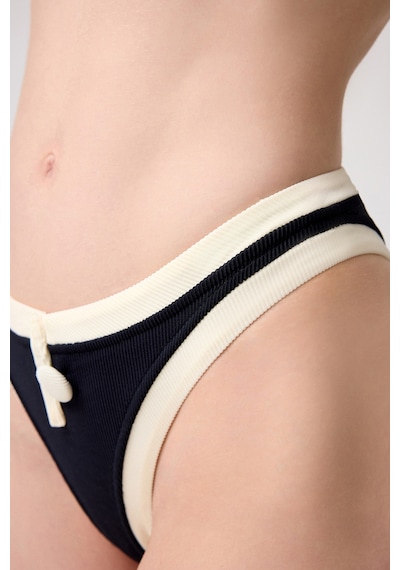 Los Ojos X Melodi Siyah-krem Brezilya Modeli Bikini Altı Vintage Bottom Siyah-krem