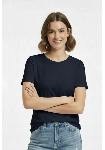 Lyvean Bisiklet Yaka Regular Kısa Kollu Tshirt Lacivert