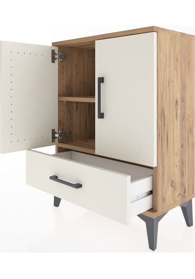 Arges Komodin 2 Raflı Tek Çekmeceli Tek Kapaklı 60x30x80 Çam-aytaşı Atlas Çam