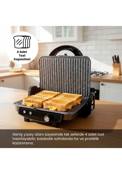 Any Morning OZ26TM03 Çıkarılabilir Plakalı Izgara Ve Tost Makinesi
