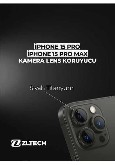İphone 15pro/15promax Uyumlu Kamera Lens Koruyucu Siyah - Titanyum