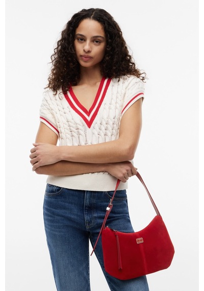 Tommy Hilfiger Tjw Slouchy Suede Shoulder Bag Kadın Kırmızı Çanta - Aw0aw18859