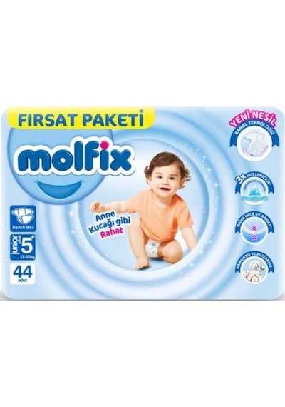 Bebek Bezi Fırsat Paketi 5+ Beden 13-20 Kg 44 Adet 3 - 5 Yaş