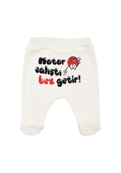 Bebegen Unisex Ekru Motor Çalıştı Bez Getir Baskılı Patikli Tek Alt Çok Renkli