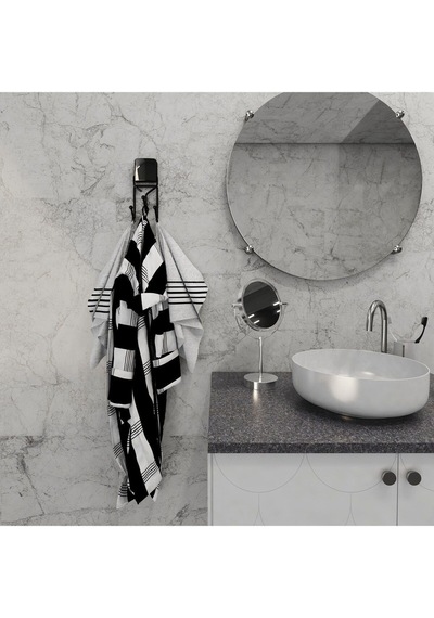 Decorev Dekoratif Yapıştırmalı Banyo- Mutfak Metal Üç Kancalı Havluluk Askı Siyah Pratik Vidasız Montaj Siyah