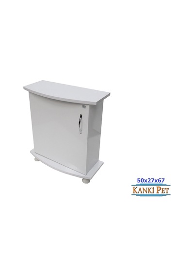 Kanki Pet 50 Cm MDF Bombeli Akvaryum Sehpa Beyaz 50x27x67 Cm