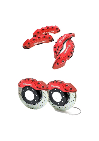 Kaliper Kapağı 4'lü Set, Kırmızı, Ön 28 Cm Arka 24 Cm, Isıya Dayanıklı Abs