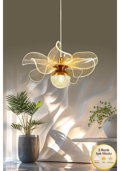 Kleopatra Model Gold Kaplama 3renk Metal Salon Mutfak Oturma Yatak Odası Modern Led Sarkıt Avize Gold