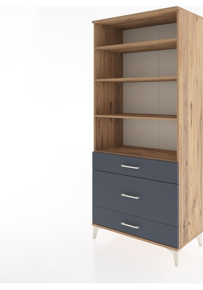 Hyperion Dolap 4 Raflı 3 Çekmeceli 88x44x195 Çam-antrasit Çam