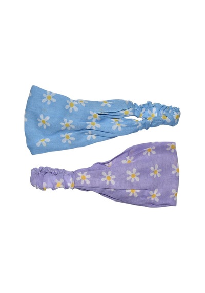 Lastikli Paraşüt Bandana Papatya Desenli Mavi