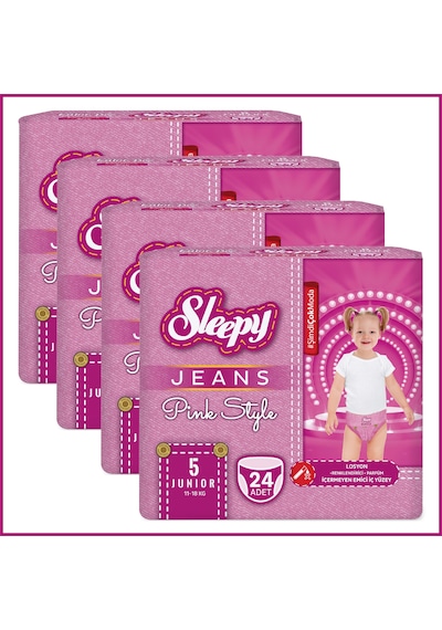 Sleepy Pink Jeans Külot Bez 5 Numara Junior 4 Lü Jumbo 96 Adet