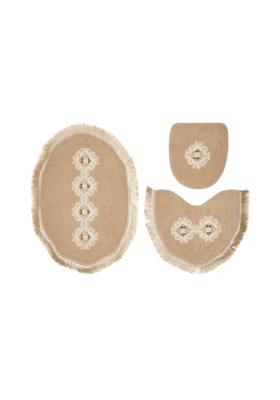 Queen Sarmaşik Şekilli Nakişli 3 Lü Set Cappuccino