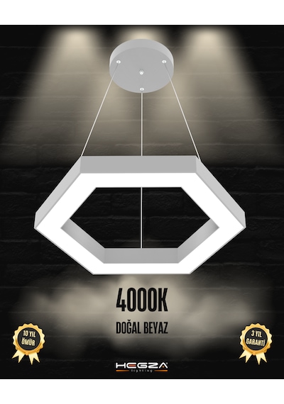 Hexagon Gri Kasa, Doğal Beyaz Işık Modern Sarkıt Led Avize GRİ RENK