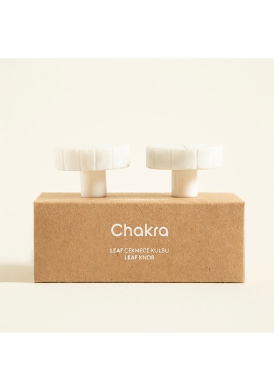 Chakra Leaf 2 Li Çekmece Kulbu Beyaz