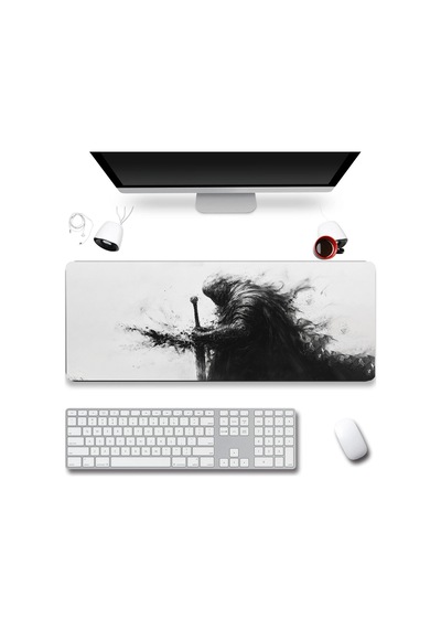 Sonictouch Klavye Mousepad 32x70cm Dikişsiz Pürüzsüz Sıvı Geçirmez Kaymaz Taban Kara Muhafız
