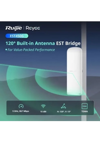 Reyee Rg-est450g 5ghz Dış Ortam Noktadan Çok Noktaya Access Point, 120 Derece, Kutu İçeriği 1 Adet
