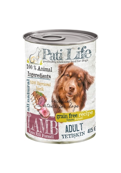 Pati Life Tahılsız Kuzu Etli Konserve Yetişkin Köpek Maması 24 x 415 G