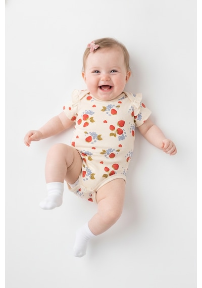 Tiffany Baby & Kids Strawberry Garden Organik Tasarımlı Yarım Kol Body ekru