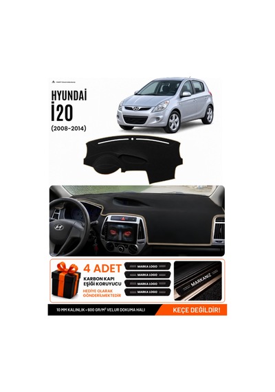 Hyundai İ20 2008-2014 Uyumlu Torpido Koruma, Torpido Örtüsü, Torpido Kılıfı - Siyah-bej - Hu001