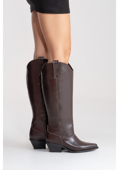 Luvishoes Anıa Kahverengi Cilt Hakiki Deri Kadın Western Çizme Kahverengi