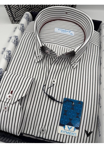 Slim Fit Uzun Kol Premium Çizgili Yaka Düğmeli Hediye Kutulu Erkek Gömlek Fs-004440 - Siyah-3175 Slim Fit Uzun Kol Premium Çizgili Yaka Düğmeli Hediye Kutulu Erkek Gömlek Fs-004440 - Siyah-3175