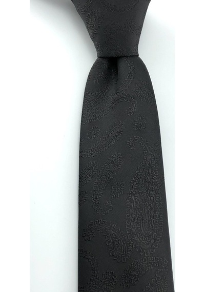 Pierroni Siyah Şal Desen Slim Kravat (484902734) Siyah