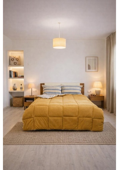 Sherpa Peluş Çift Kişilik Lastikli Çarşaflı Comforter Set Cappucino Cappuccino