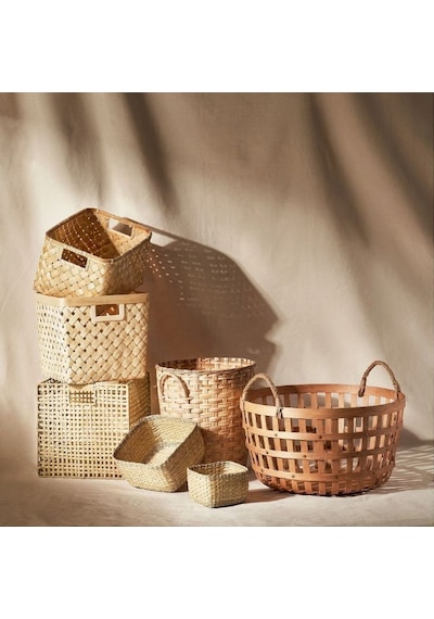 Ikea Vaxthus El Yapımı Rattan Saklama Sepeti 35 X 32 Cm Bej