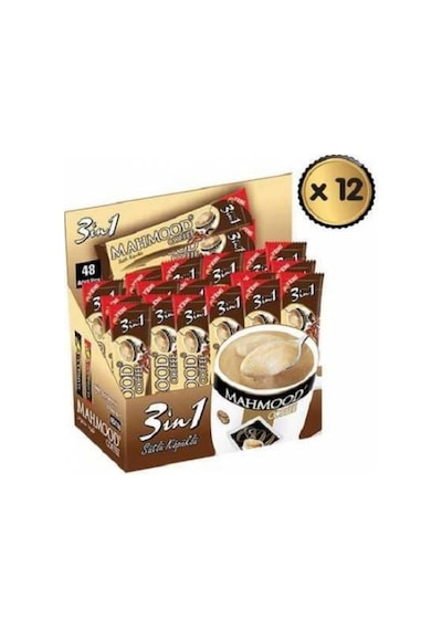 Mahmood Coffee 3'ü 1 Arada Sütlü Köpüklü Hazır Kahve 48'li 18 Gr 12 Paket ( 1 Koli )