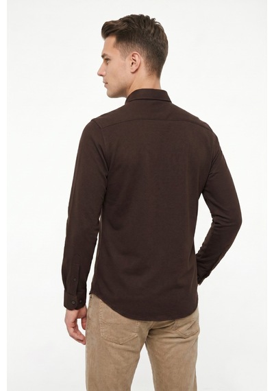 Advante Erkek Spor Slim Fit Uzun Kol Petek Dokulu Gömlek Bgl-st05483 Kahverengi