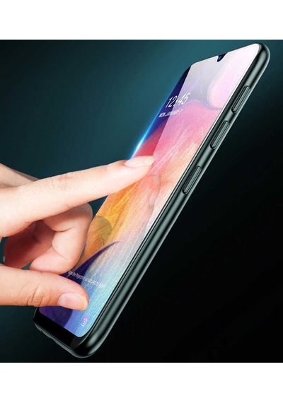 Samsung Uyumlu Galaxy A20S Zore Kenarları Kırılmaya Dayanıklı Cam Ekran Siyah
