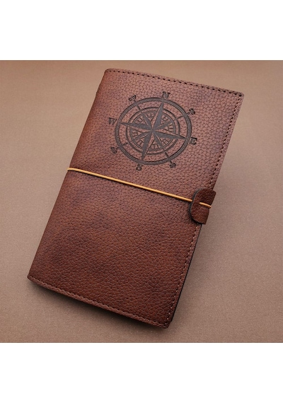 Kahverengi Pusula Temalı Deri Defter 1 Adet