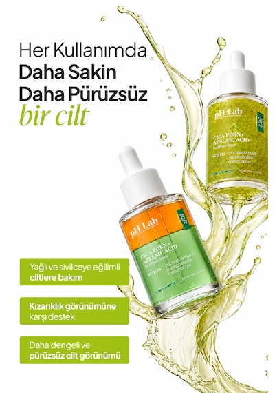 Phlab Akneye Eğilimli Ciltler İçin Cica + Azelaıc Acıd Çift Fazlı Dengeleyici Serum