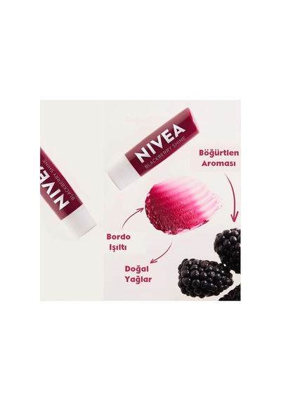 3 Adet Nivea Lip Dudak Bakım Kremi Böğürtlen