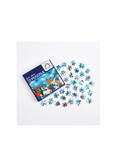 Hayvanlar Kayakta Mini Puzzle 40 Parça 3-7 Yaş Eğitici Çocuk Puzzle Yapboz